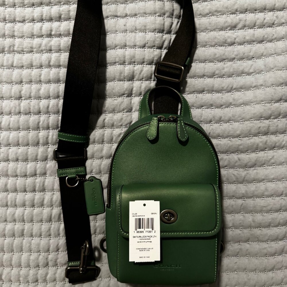 Coach Small Turnlock Sling Pack Shamrock Green